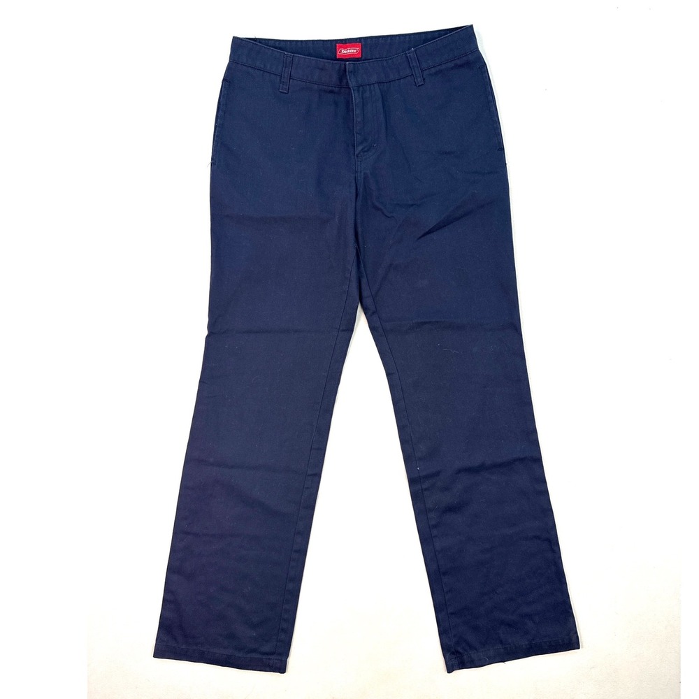 Genuine Dickies Navy Blue Straight Leg Work Pants Size 7 Cotton Blend Twill